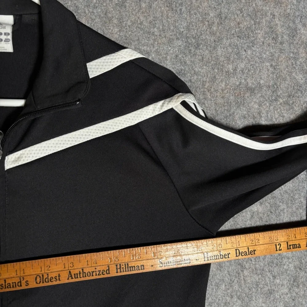 Adidas Track Jacket Mens Medium Black White ClimaCool Full Zip Athletic Rare